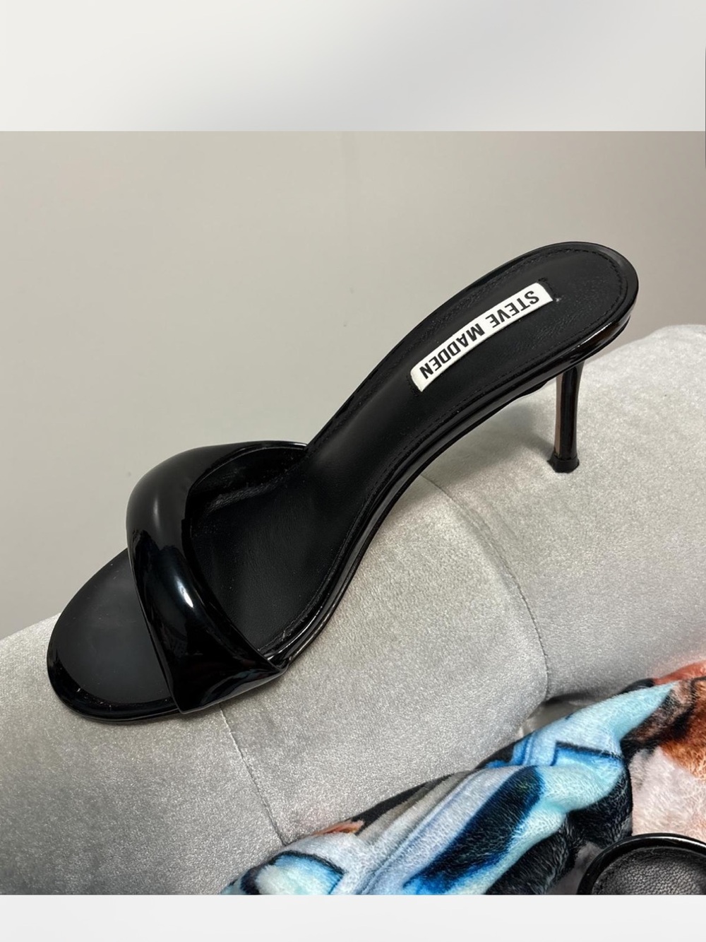 Steve Madden Black Patent Single-Strap Stiletto Mule - Picture 1 of 2
